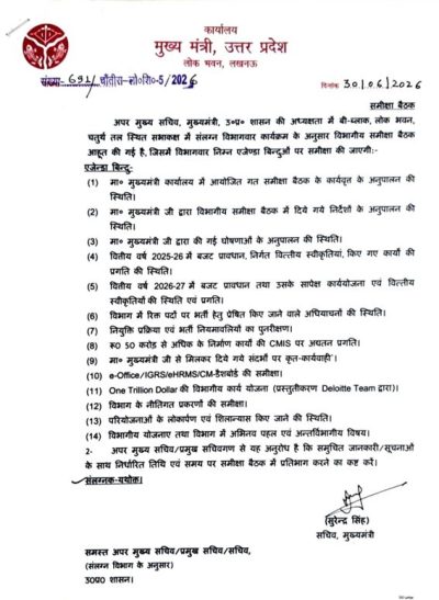 ACS संजय प्रसाद की अहम समीक्षा बैठक, छह विभागों की योजनाओं, भर्ती और विकास कार्यों का होगा रिपोर्ट कार्ड तैयार